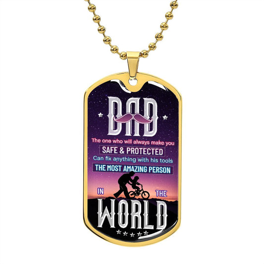 DAD The One | Luxury Dog Tag - Military Ball Chain