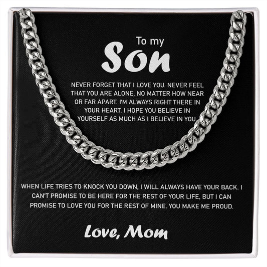 To My Son| Never Forget That I love you|Cuban Chain| Gift from Mom