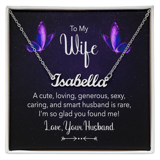 To My Wife - A Cute, Loving | Personalized Name Necklace