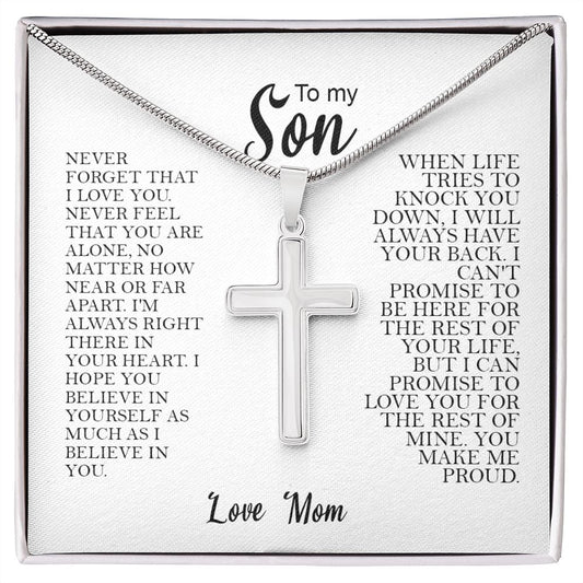 To My Son| Never Forget That I Love You|Cross Necklace| Gift for Son